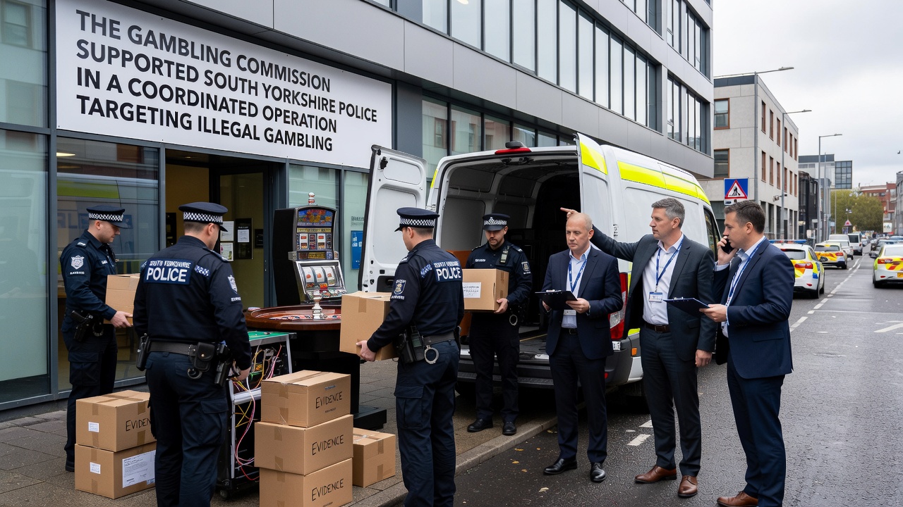 Gambling commission officers reviewing documents during site inspection