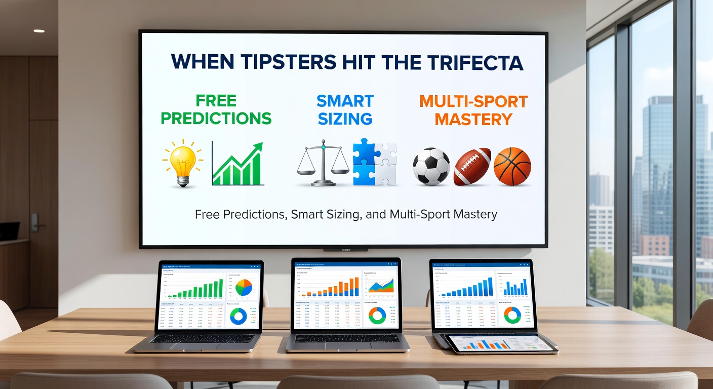 Graph showing bankroll growth curve from multi-sport tipster bets with sizing overlays